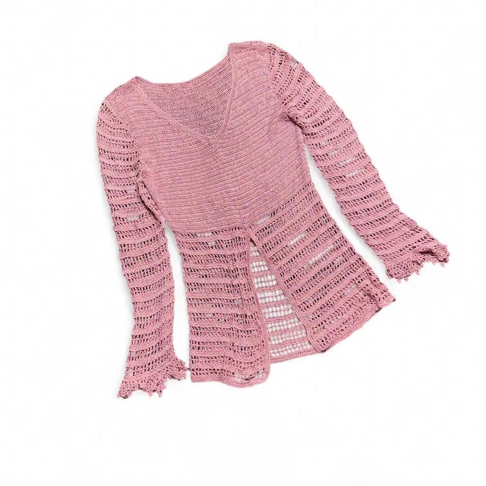 y2k fairy crochet top small lace bell sleeves pirate coquette handmade feminine